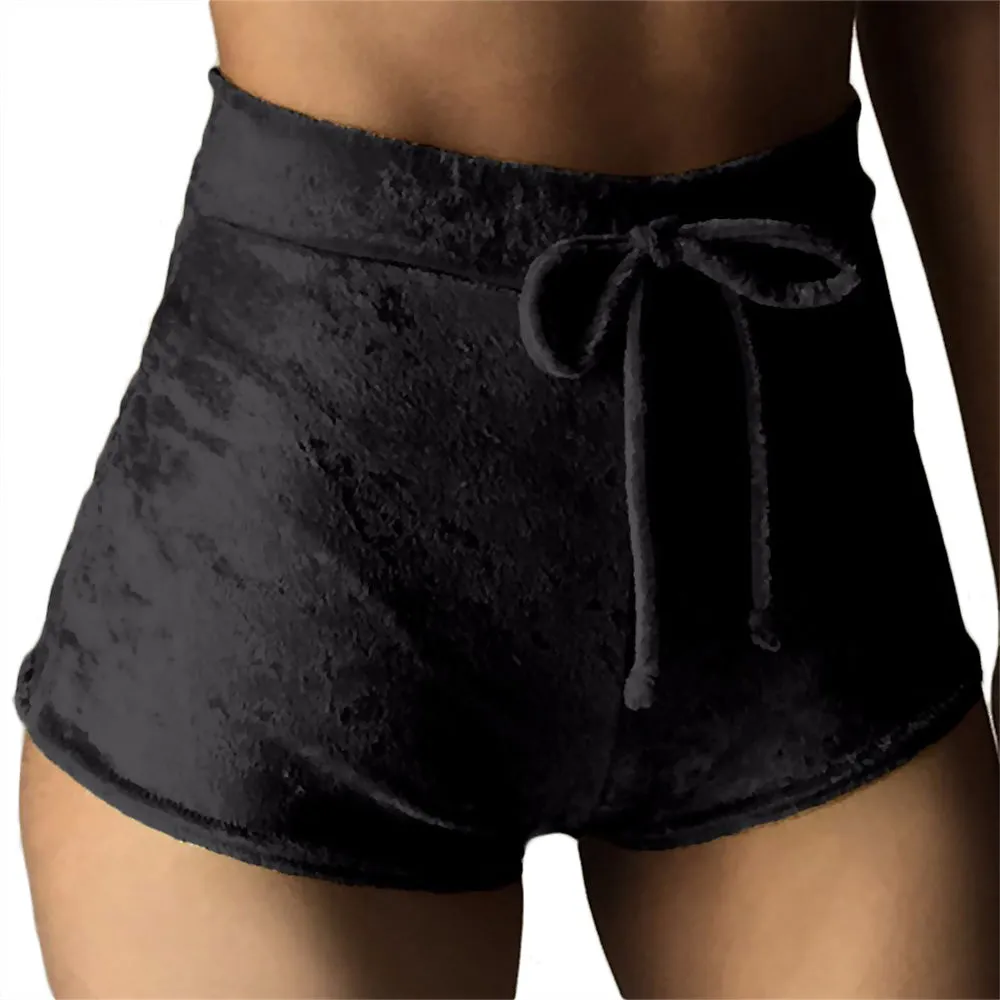 Shiny High-Waist Velvet Booty Shorts