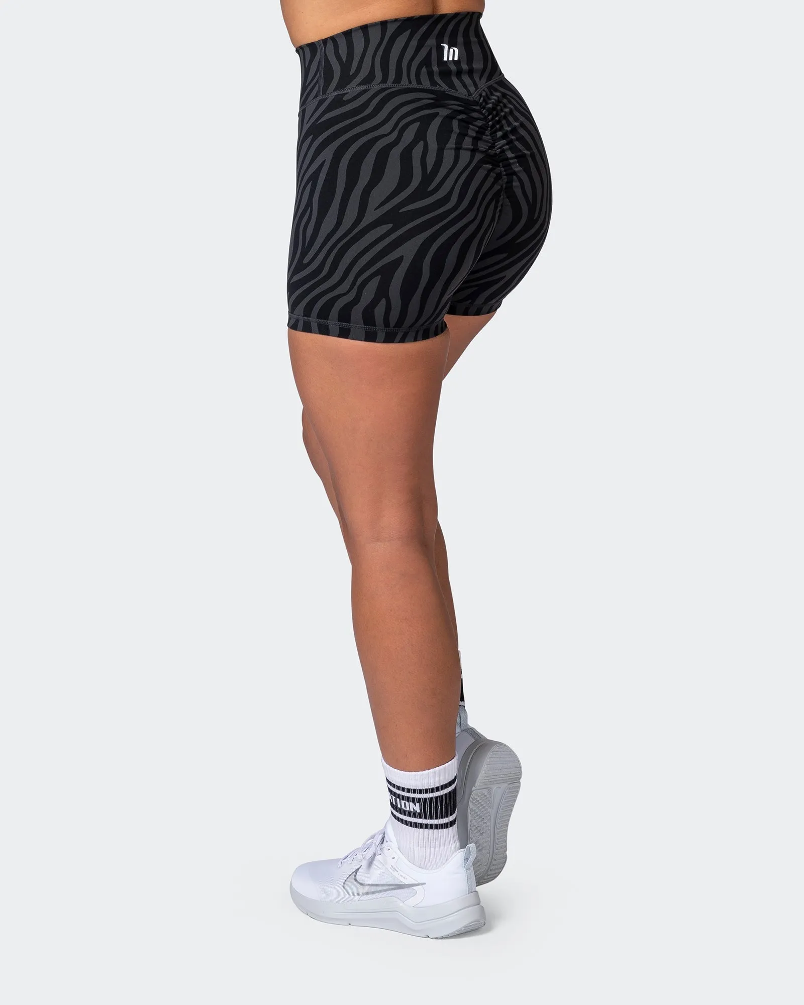 Signature Scrunch Midway Shorts - Monochrome Zebra Print