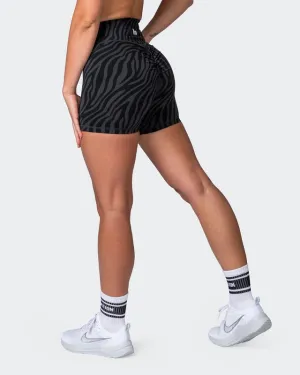 Signature Scrunch Midway Shorts - Monochrome Zebra Print