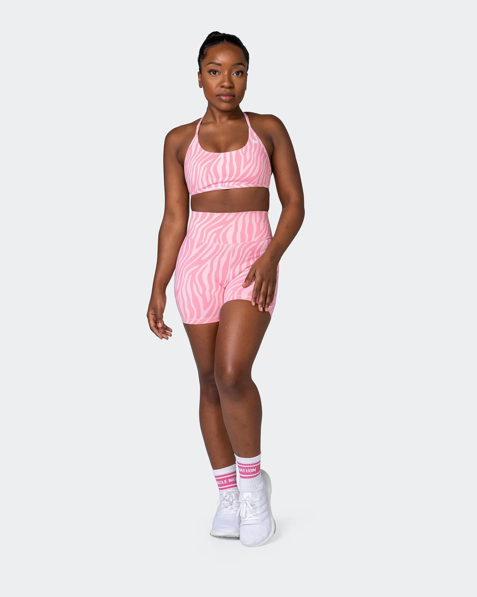Signature Scrunch Midway Shorts - Strawberry Zebra Print