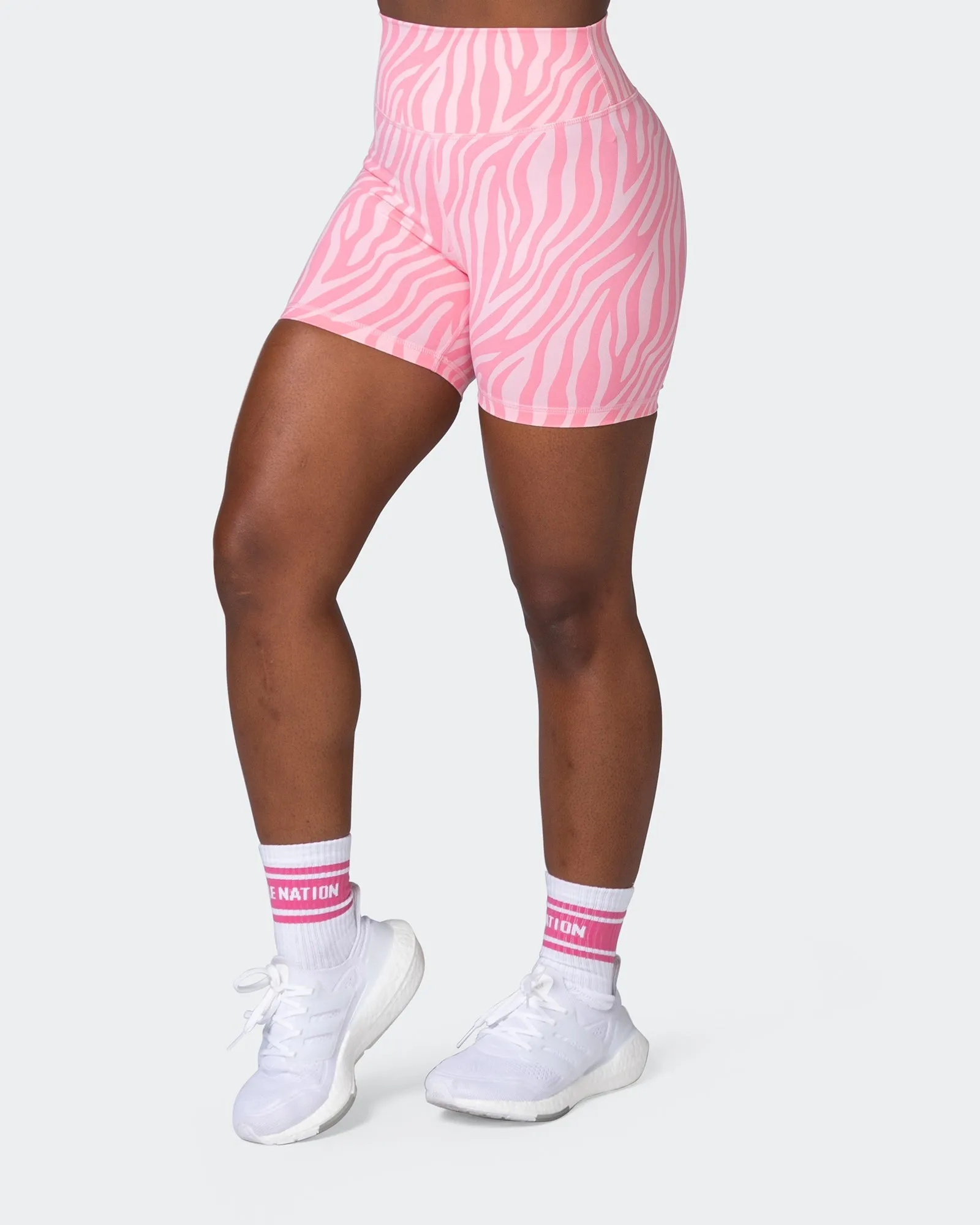 Signature Scrunch Midway Shorts - Strawberry Zebra Print