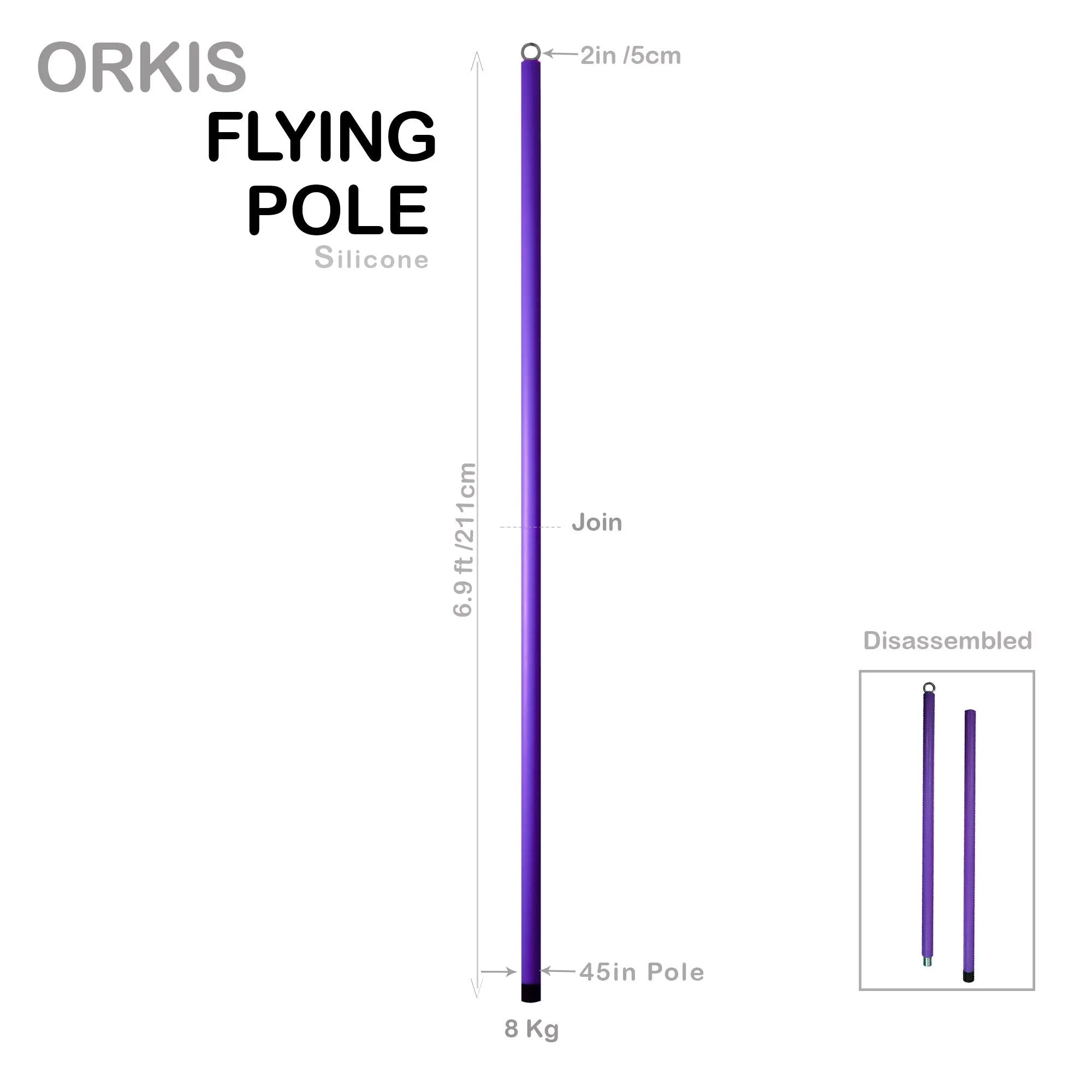 Silicone Flying Pole - Black, Pink, Purple - 3m