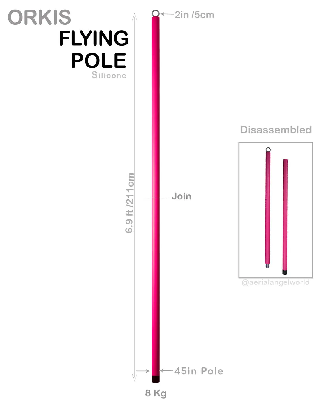 Silicone Flying Pole - Black, Pink, Purple - 3m