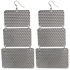 Silver Hammered Lightweight Dangle Link Earrings