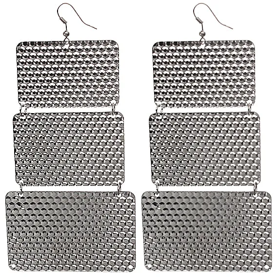 Silver Hammered Lightweight Dangle Link Earrings