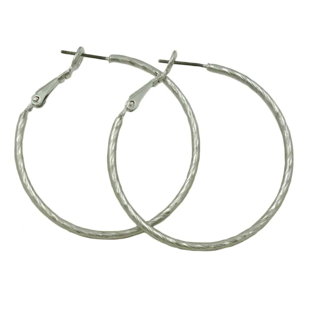 Silver Medium 1.50" Lightweight Hoop Pierced Earring - MEC210S
