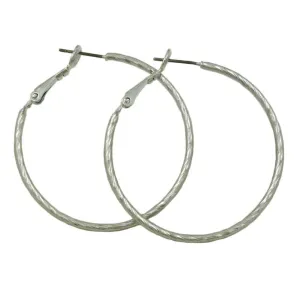 Silver Medium 1.50" Lightweight Hoop Pierced Earring - MEC210S