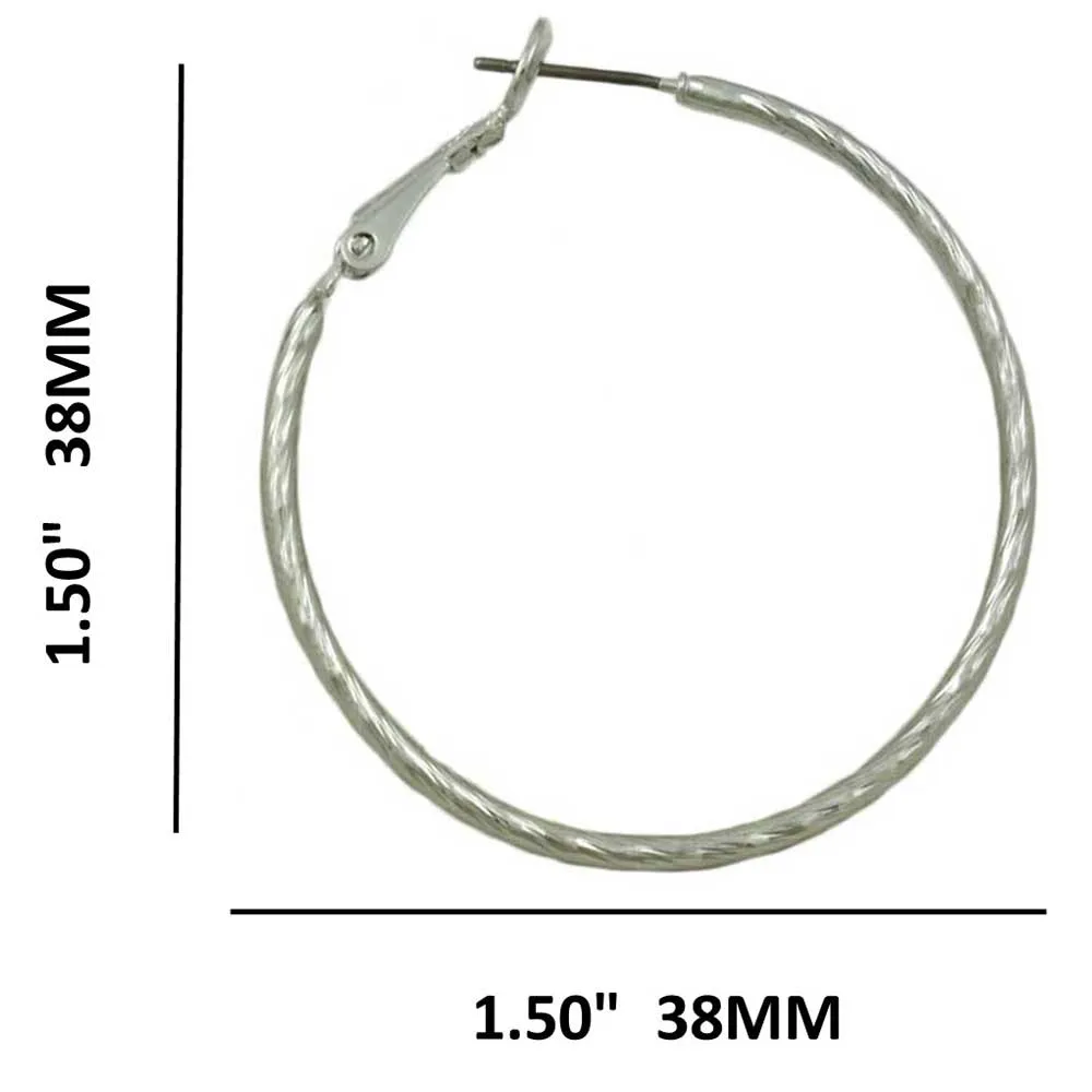 Silver Medium 1.50" Lightweight Hoop Pierced Earring - MEC210S
