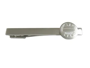 Silver Toned Etched Round Water Polo Square Tie Clip