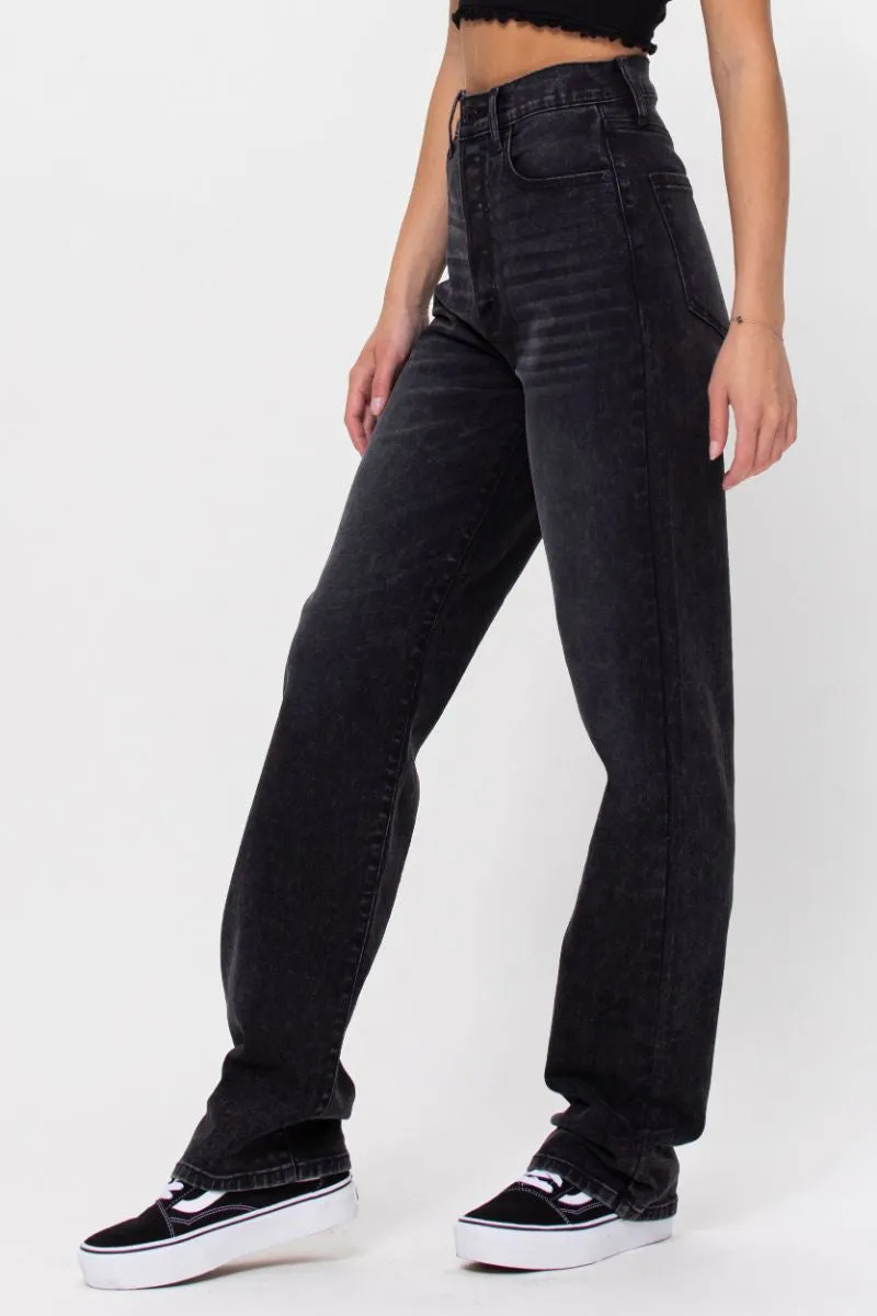 Super High Rise Relaxed Jean - Black