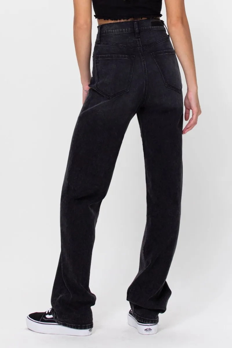 Super High Rise Relaxed Jean - Black