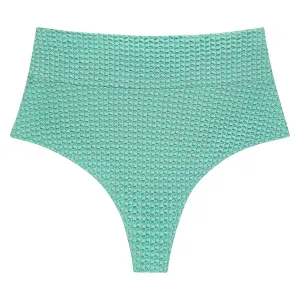 Turquoise Crochet Added Coverage High Rise Bikini Bottom
