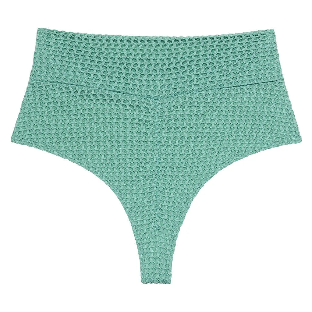Turquoise Crochet High Rise Bikini Bottom
