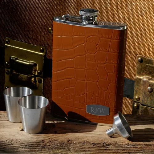 Tycoon Leather Flask Set