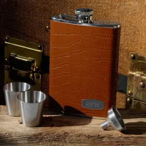 Tycoon Leather Flask Set