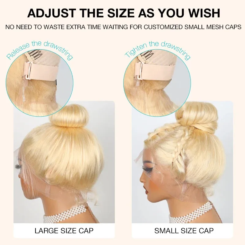Upgrade Glueless Invisi Strap 360 Skin Lace Frontal 613 Blonde Straight Wig No Gel Stable Put on & Go Wigs