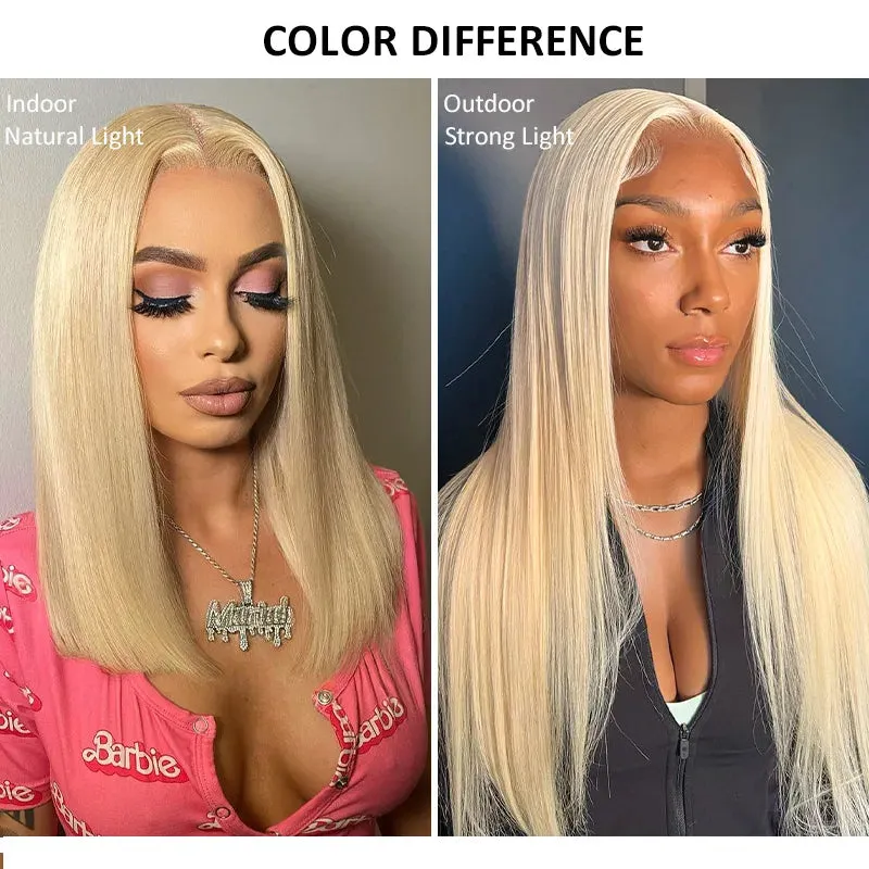 Upgrade Glueless Invisi Strap 360 Skin Lace Frontal 613 Blonde Straight Wig No Gel Stable Put on & Go Wigs