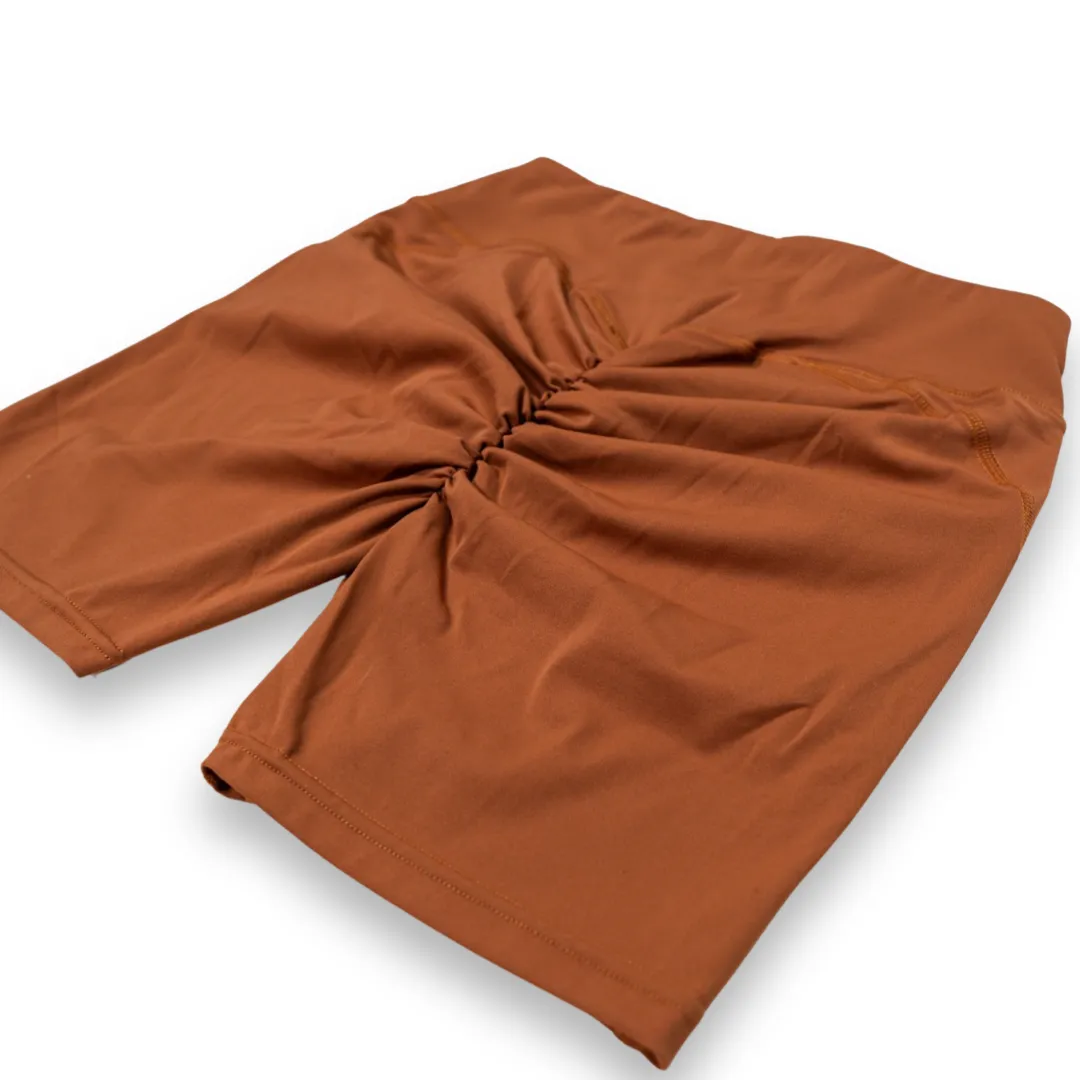 V Waist Yoga Short (Toffee Brown)