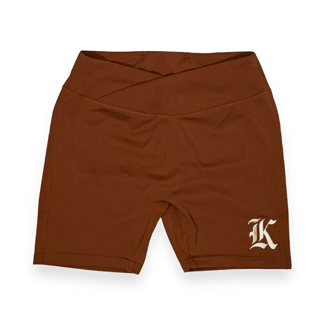 V Waist Yoga Short (Toffee Brown)