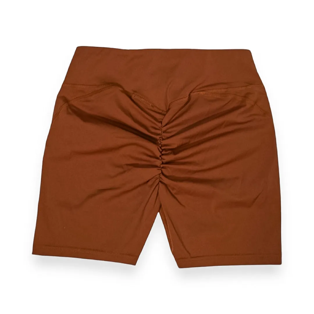 V Waist Yoga Short (Toffee Brown)