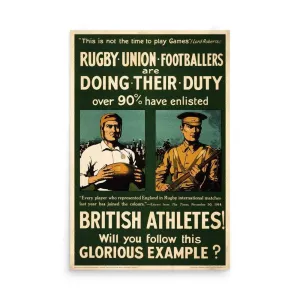 Vintage WWI Rugby Poster