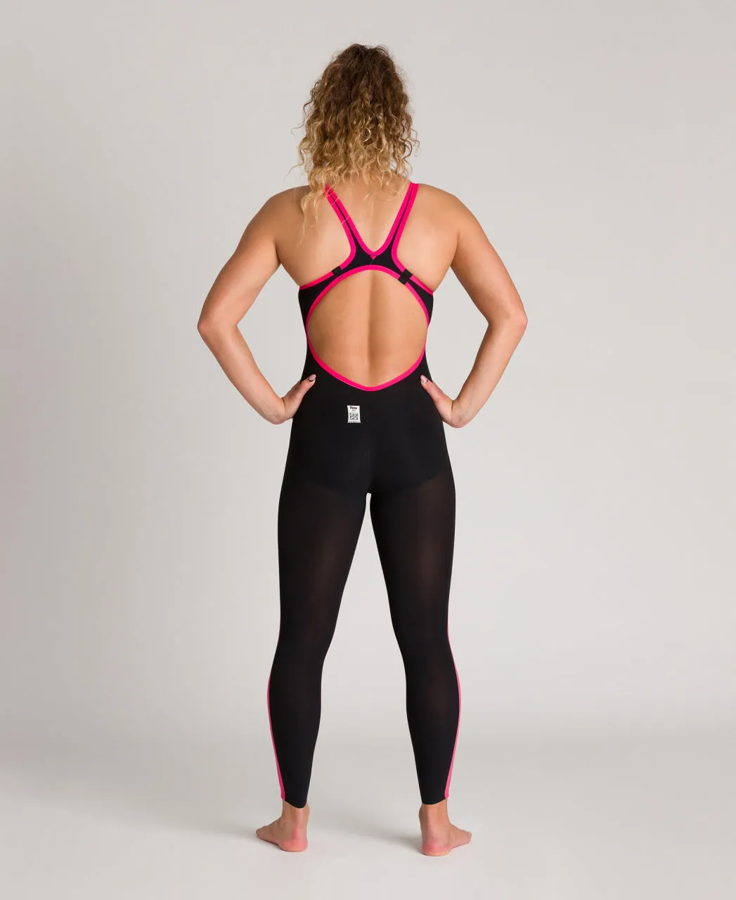 W Open-Back arena Powerskin R-EVO  Full-Body Open Water Suit Black-Fluo Yellow