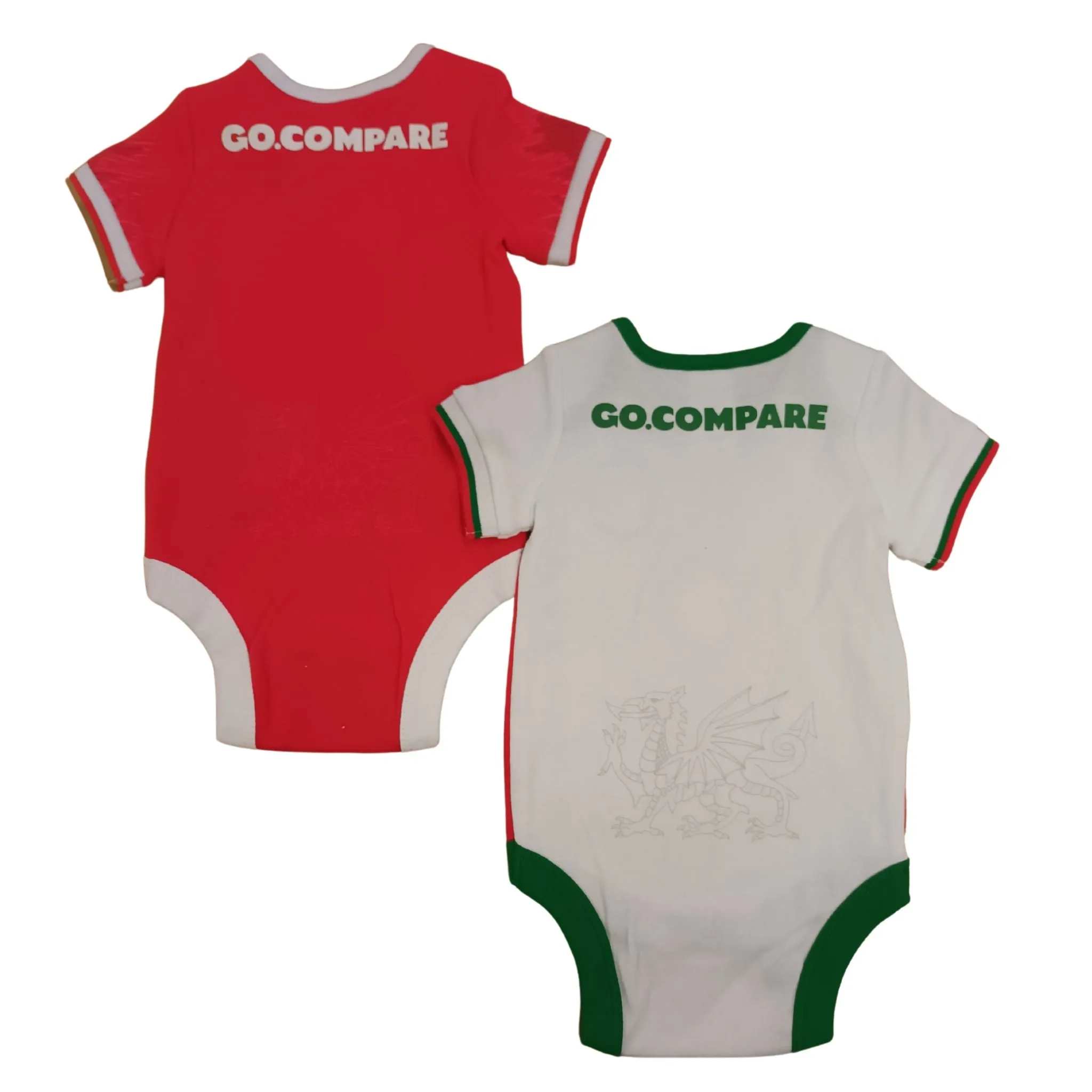 Wales Rugby Baby 2 Pack Bodysuits | Red/White | 2024/25