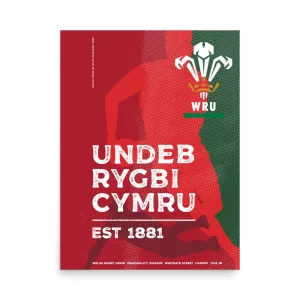 Wales 'UNDEB RYGBI CYMRU' 1881 Poster