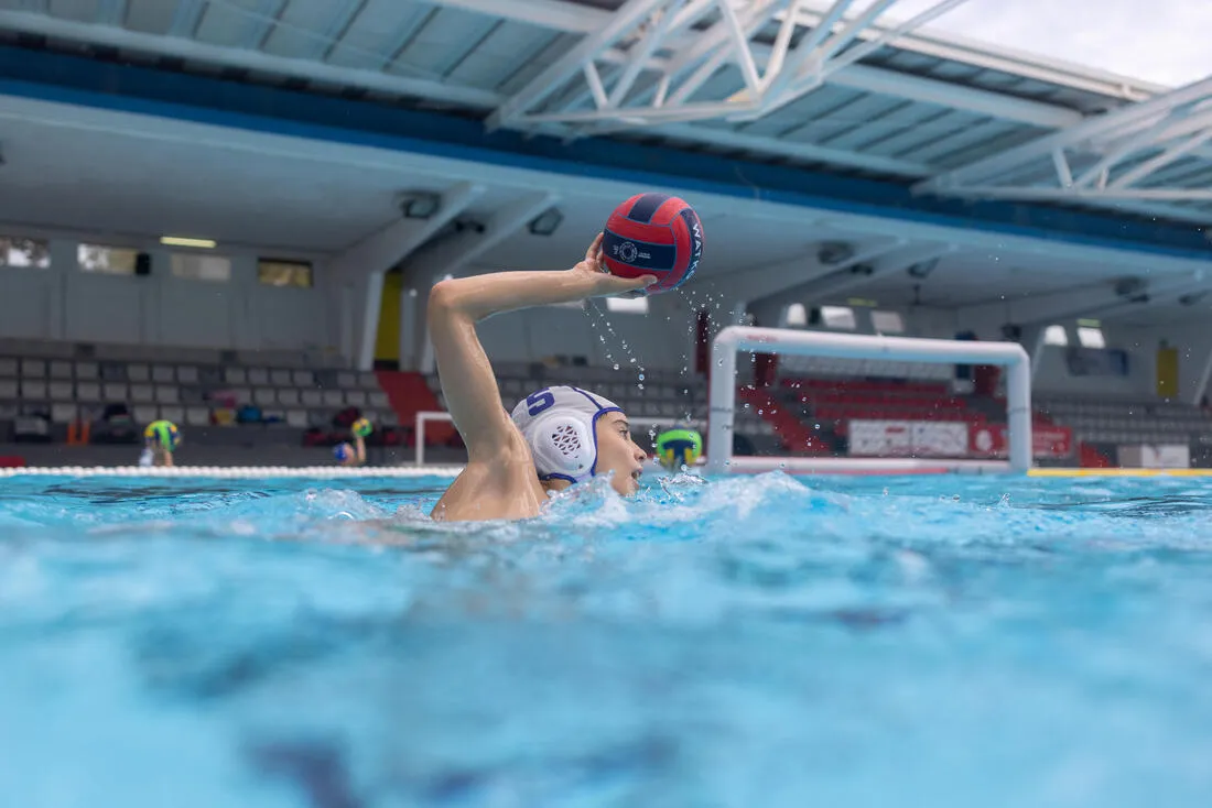 WATER POLO BALL WP100 SIZE 2 - RED / BLUE