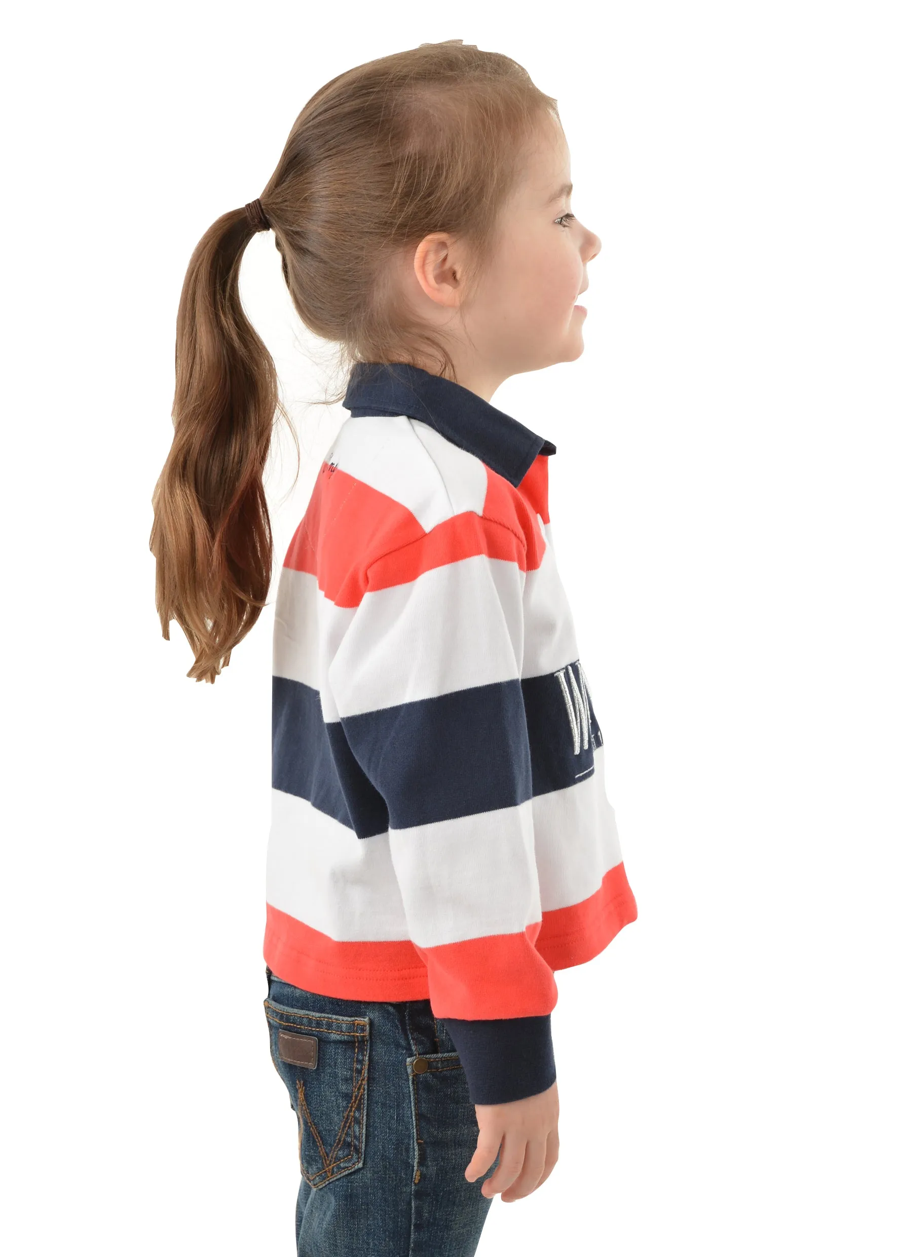 Wrangler Charlotte Kids Rugby Navy Red & White