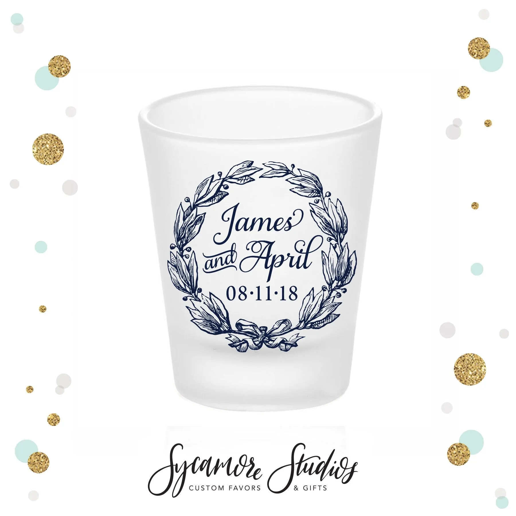 Wreath - Frosted Shot Glass #26F
