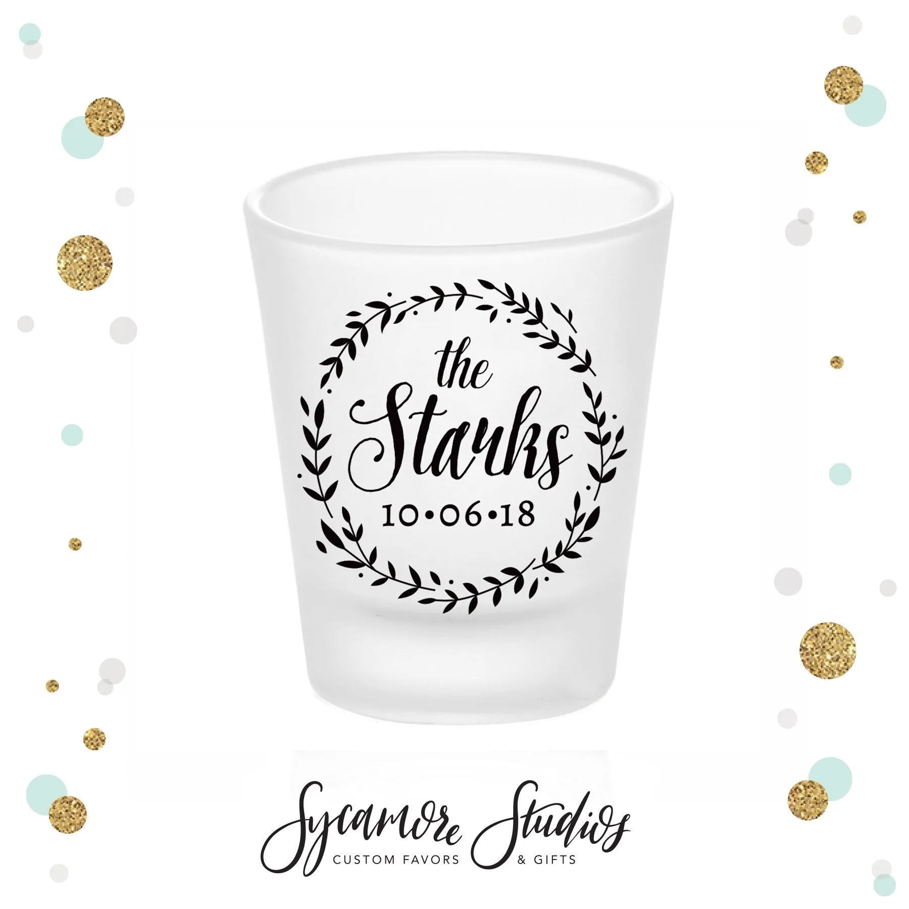 Wreath - Frosted Shot Glass #28F