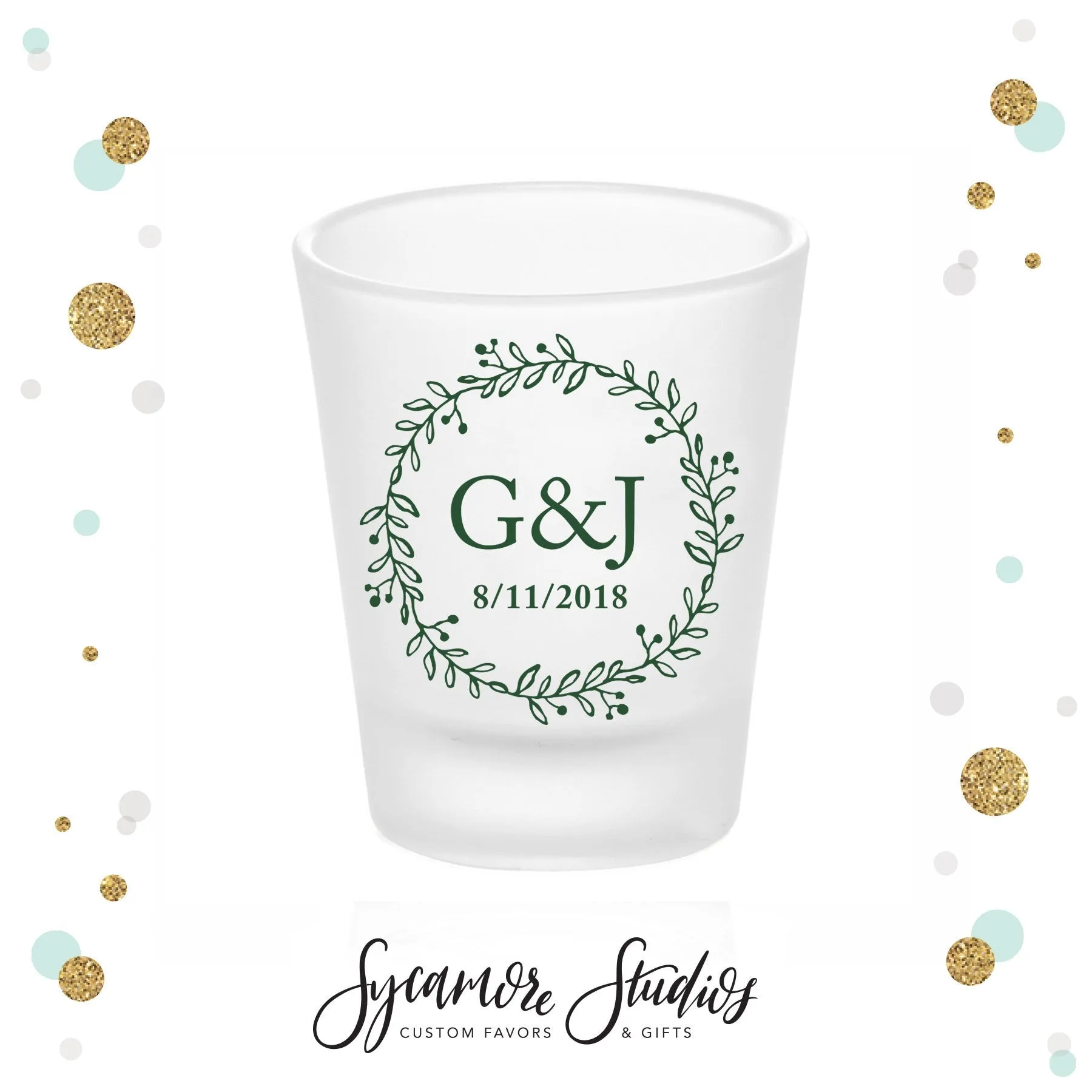 Wreath - Frosted Shot Glass #33F