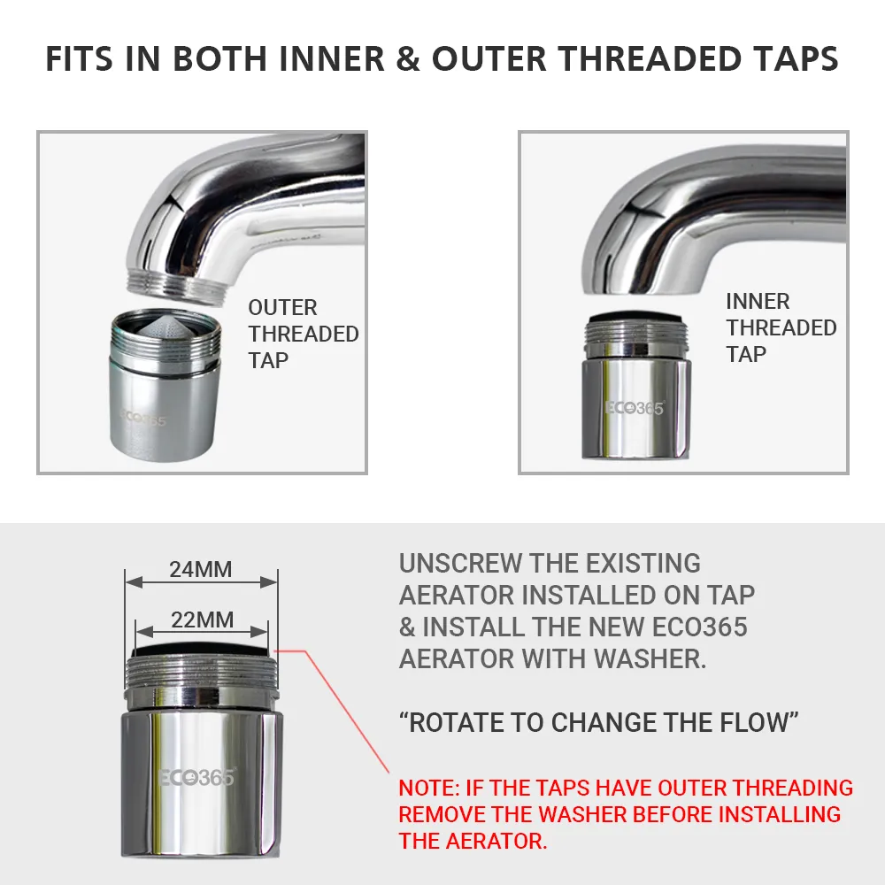 X22 Dual Flow Chrome Finish JET and ECO Flow Aerator