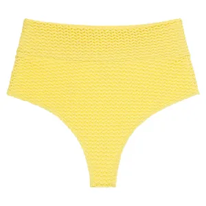 Yellow Crochet Added Coverage High Rise Bikini Bottom